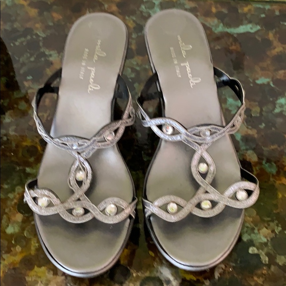 Mila Paoli Silver Wedges sz 7